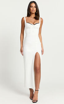 Xander Maxi Dress - Corset Panel Front Dress in Off White