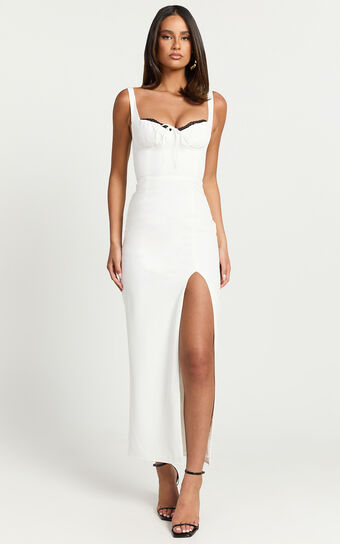 Xander Maxi Dress - Corset Panel Front Dress in Off White