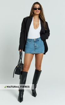 Fabia Skort - Denim Mid Rise Skort in Light Blue Wash