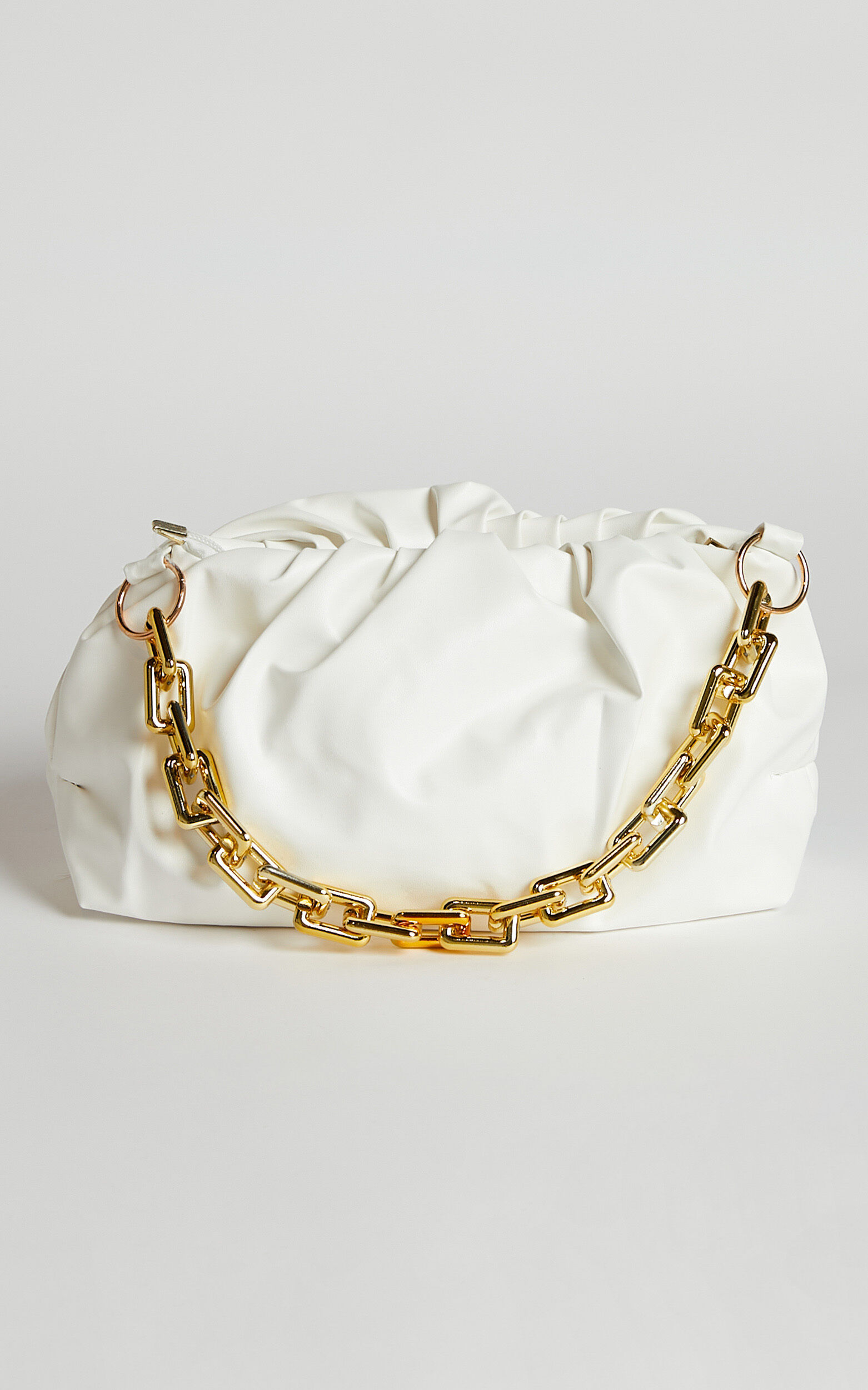 Karyme Gold Chain Strap Pouch Shoulder Bag in White Showpo