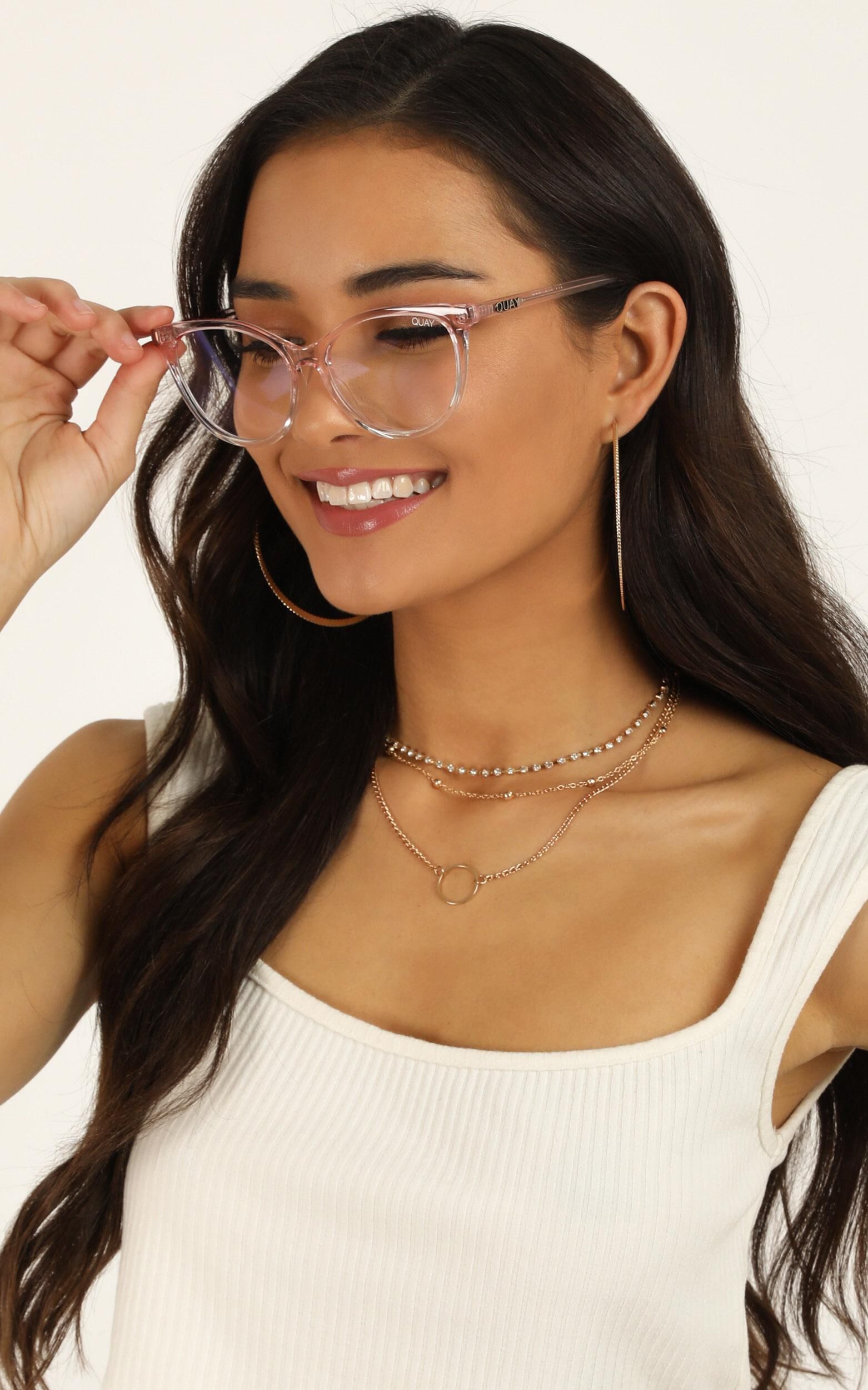 Quay x Chrissy All Nighter Blue Light Glasses In Pink And Clear Showpo EU