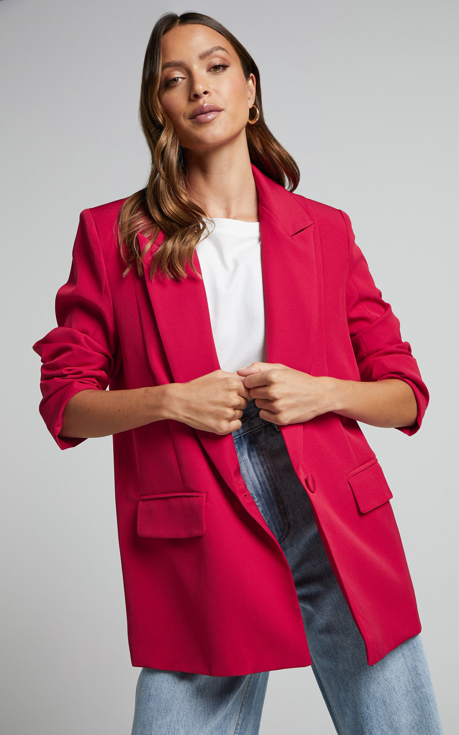 Red longline new arrivals blazer
