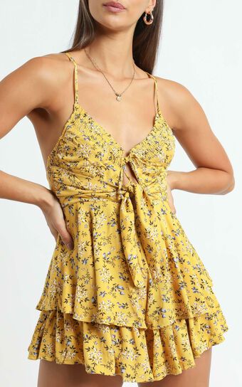 Maggie Playsuit in Yellow Floral