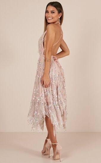 Join The Party Dress In Nude Sequin