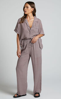 Brunita Pants - Mid Waisted Relaxed Elastic Waist Pants in Moroccan Geo