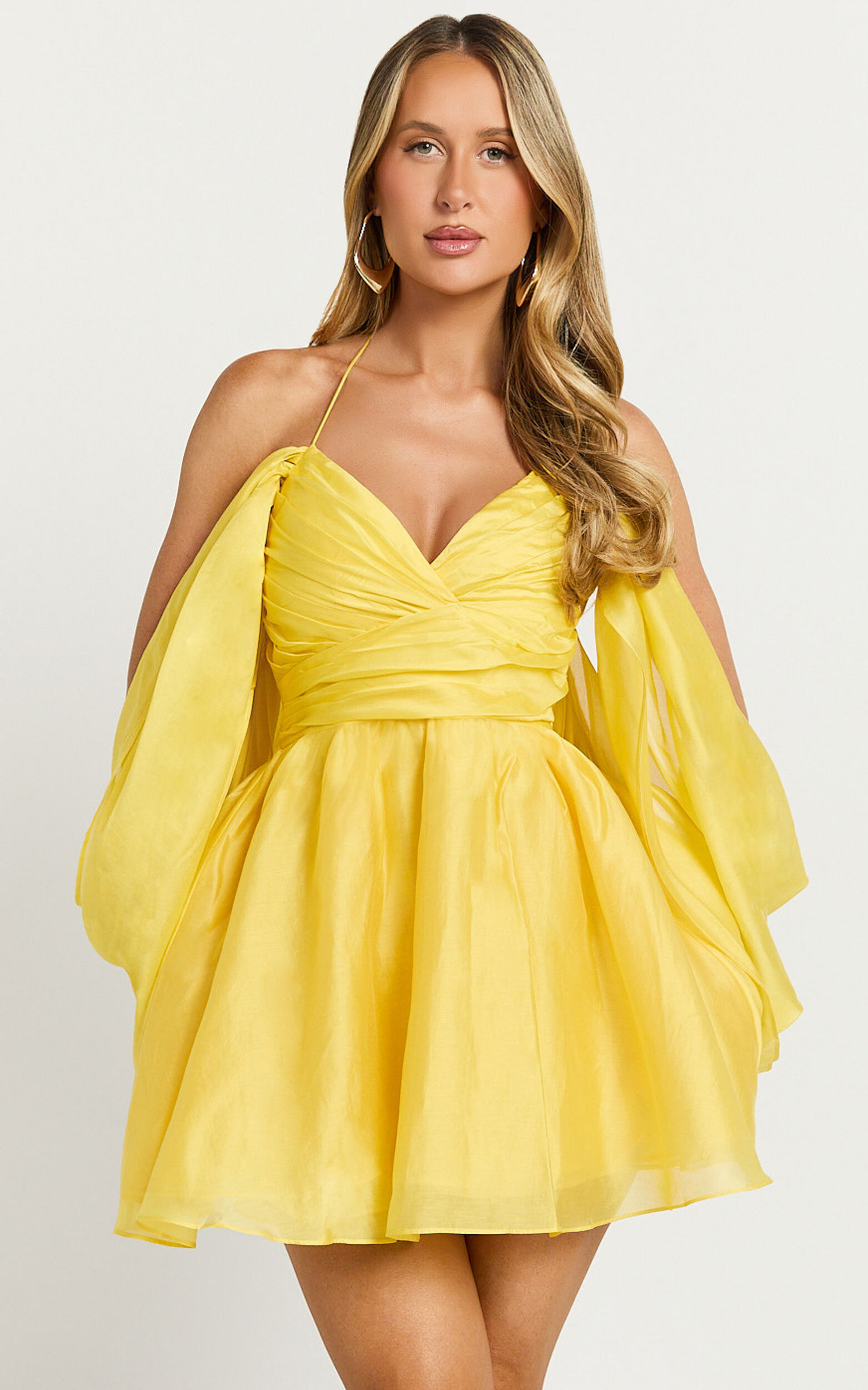 Amalie The Label - Thalia Sweetheart Off Shoulder Mini Dress in Yellow ...