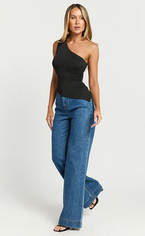 Maria Top - One Shoulder Asymmetrical Top in Black