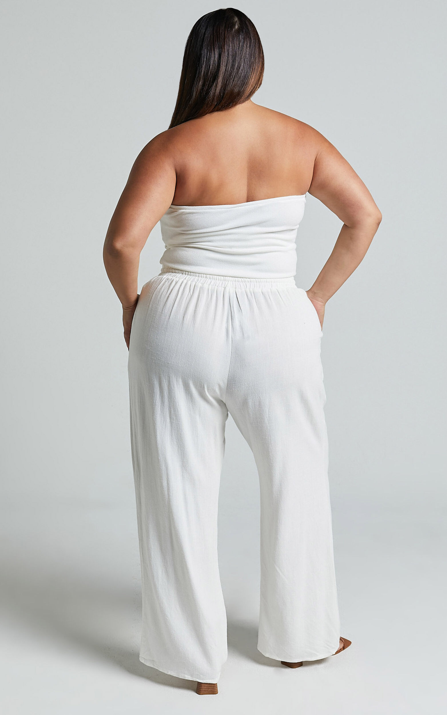 Kala Pants - Mid Waisted Relaxed Elastic Waist Pants in White | Showpo USA