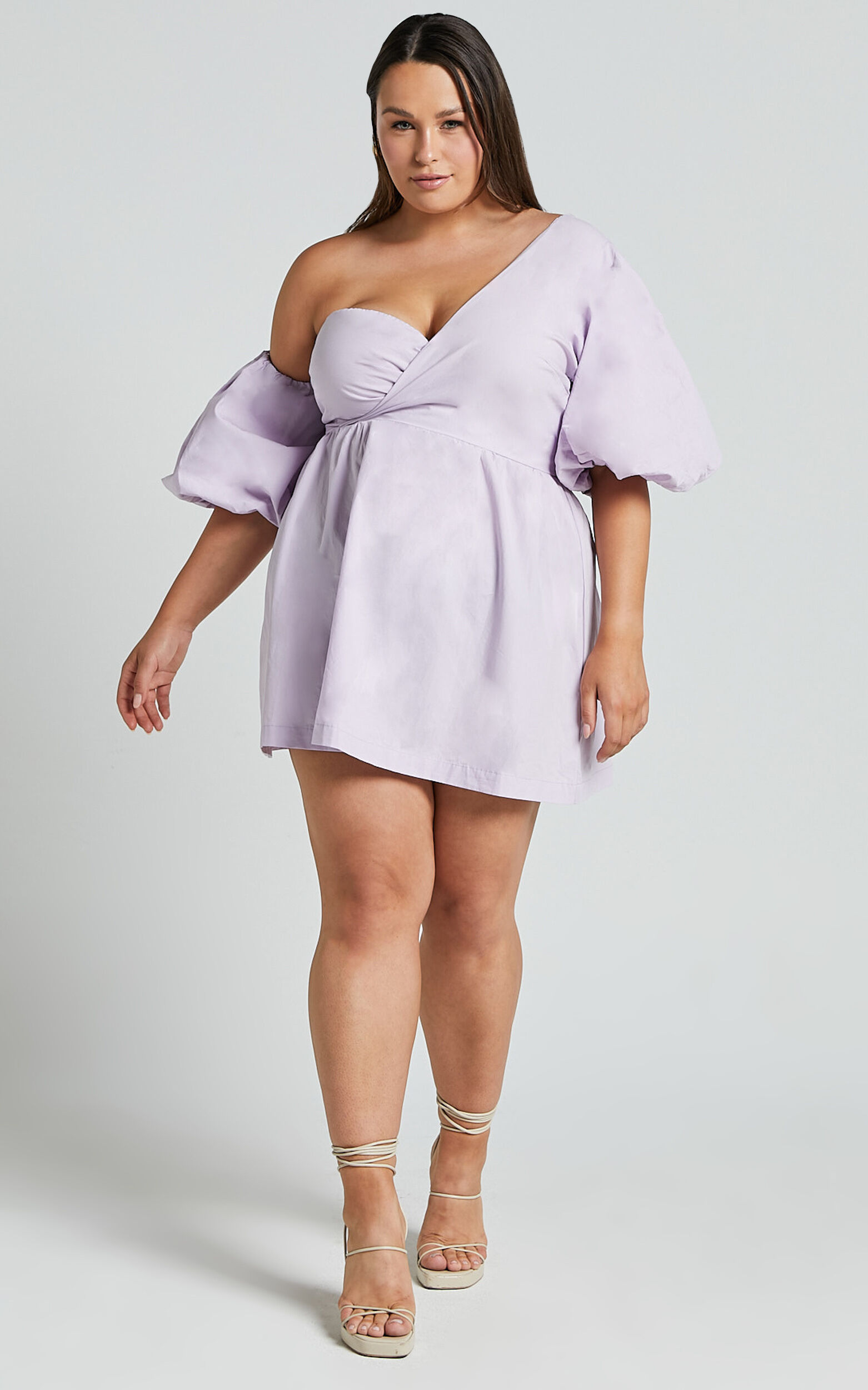 ワンピース LOOKAST ANILA PUFF SLEEVE MINI DRESS_3colors Sula Mini Dress - Asymmetric Off One Shoulder Puff Sleeve