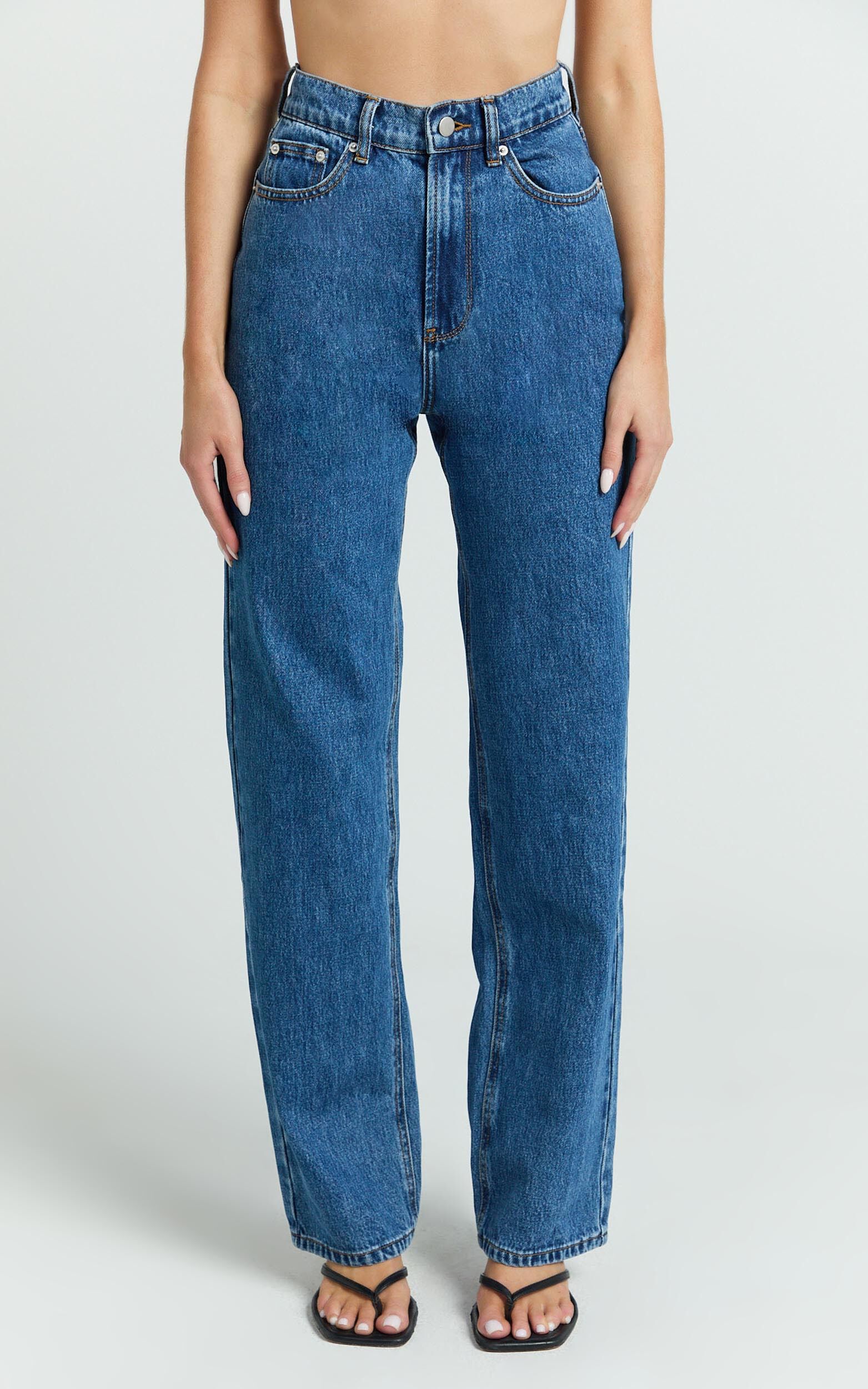 Nessa Jeans - High Waist Straight Leg Jeans in Dark Blue Wash - 06, BLU2