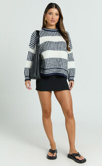 Snuggle Up Jumper - Knit Jumper in Navy Stripe