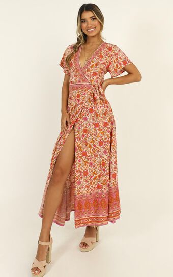 Elouise Maxi Dress In Red Print