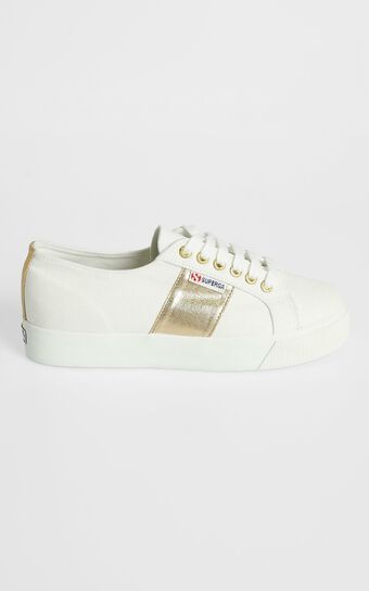 Superga - 2730 COTCOTMETW Platform Sneaker in white - gold