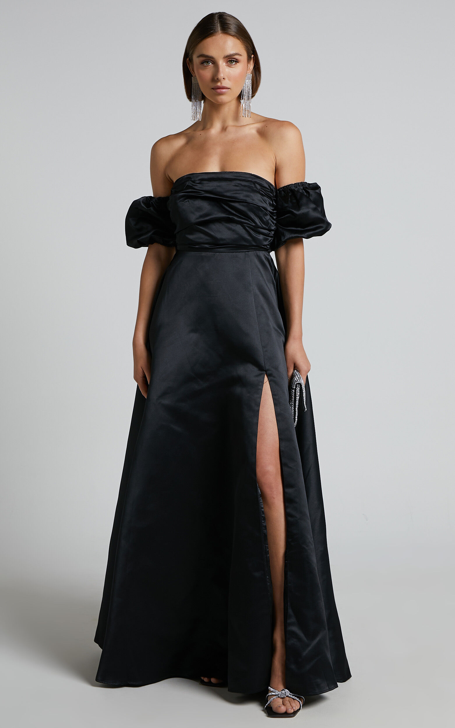ワンピース AmeriMEDI OFF SHOULDER PUFF SLEEVE DRESS Women's Off-The-Shoulder Puff Sleeve Mini Dress | Women's