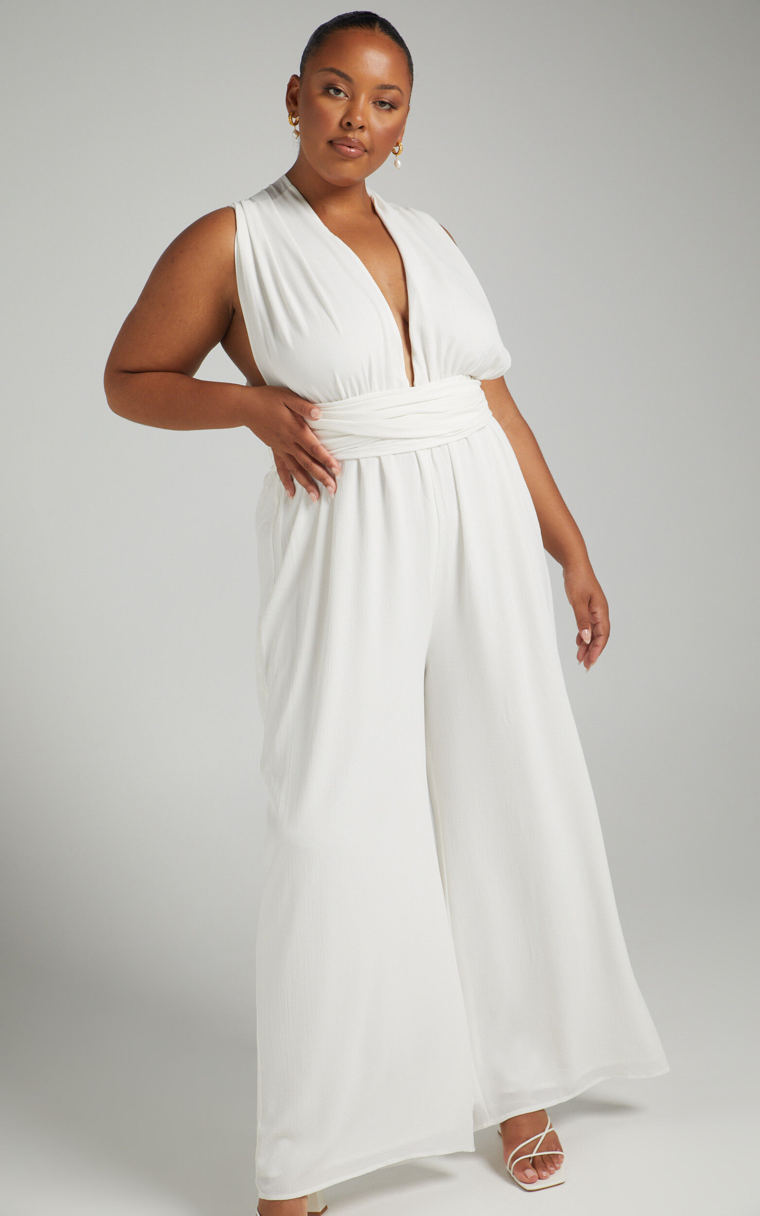 Showpo white jumpsuit sales
