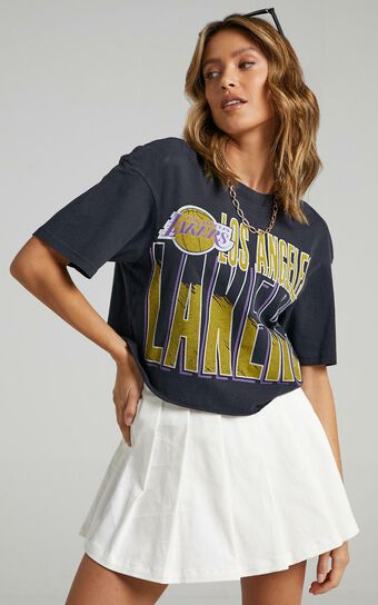 Mitchell & Ness - Chop Vintage Scribble Tee Lakers in Faded Black