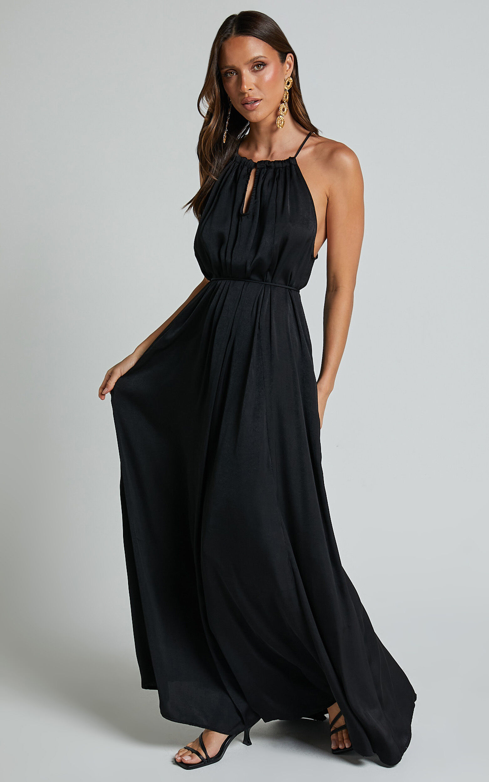 Halter black maxi dress shop