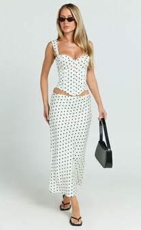 Runaway The Label - Karlita Bustier in White Polka