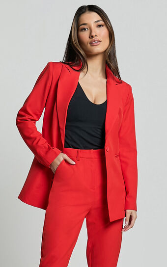 Hermie Blazer - Single Breasted Blazer in Red