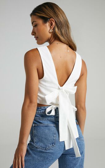 Loxley Top - Tie Up Top in White Showpo