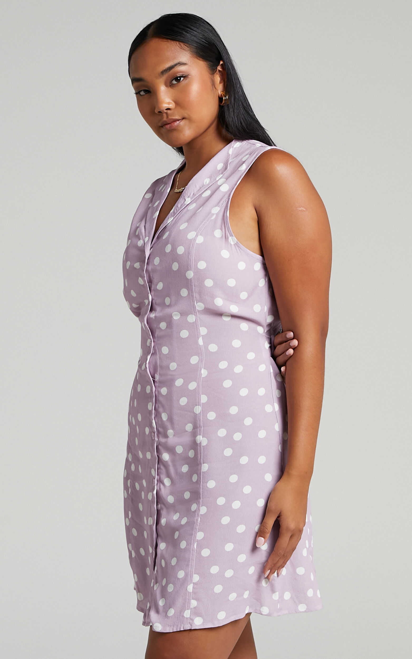 Charlie Holiday Maya Dress in Lilac Spot Showpo USA