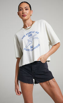 The People Vs - Athletica Crop Tee in Antique White
