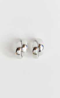 Adaleen Double Hoop Earrings in Silver