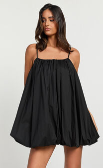 Marites Mini Dress - Bubble Mini Dress in Black