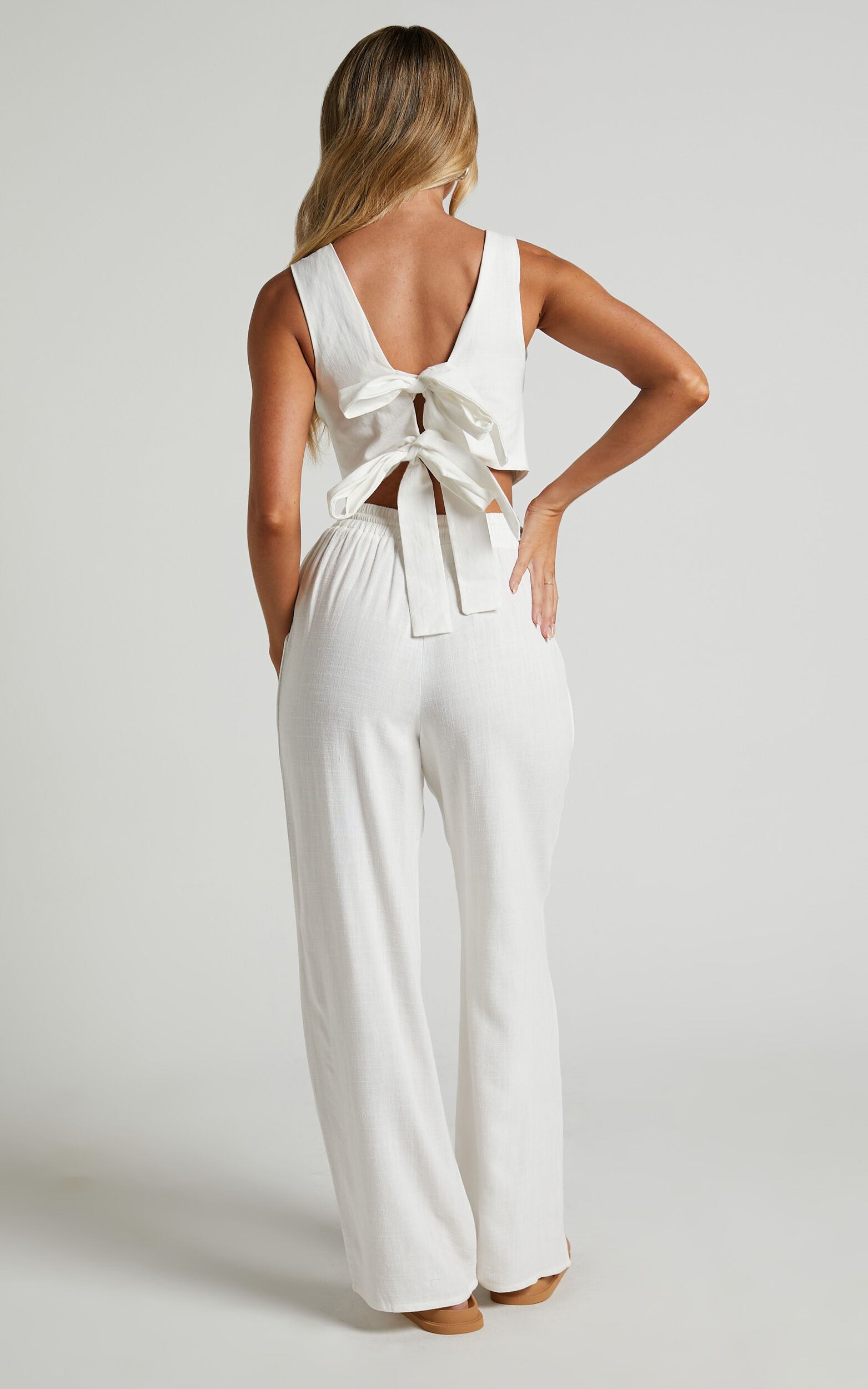 Kala Pants - Mid Waisted Relaxed Elastic Waist Pants in White | Showpo USA