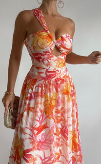 Ferlynn Maxi Dress - One Shoulder Sweetheart Dress in Multi