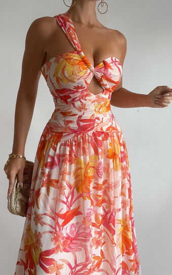 Ferlynn Maxi Dress - One Shoulder Sweetheart Dress in Multi
