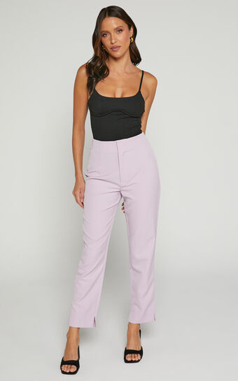 Allie Cropped Pant - High Waisted Tailored Slim Fit Straight Leg in Lilac