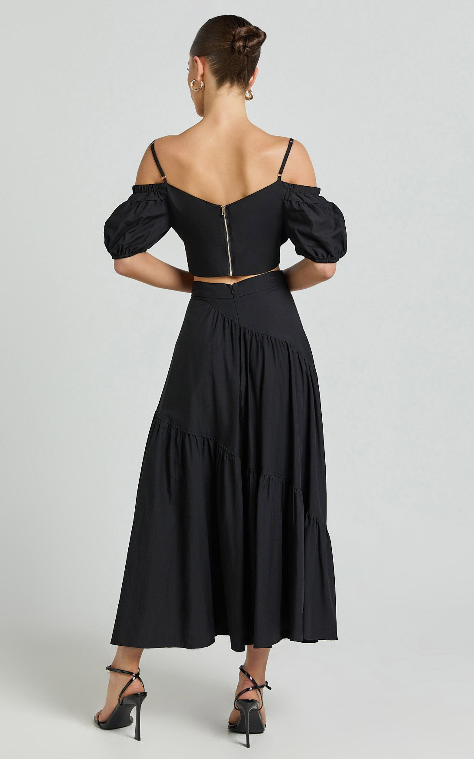 Bella Maxi Skirt - High Waist Tiered Maxi Skirt in Black