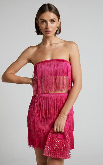 Jaynee Beaded Bag in Hot Pink