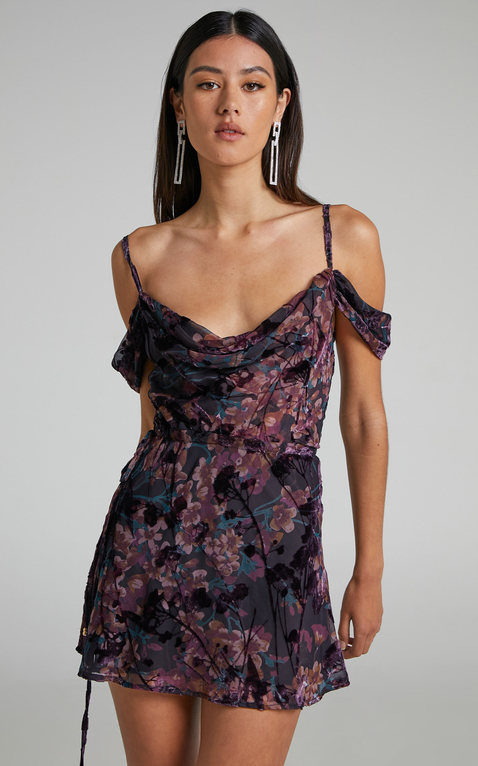 Cowl neck off the shoulder dress sale