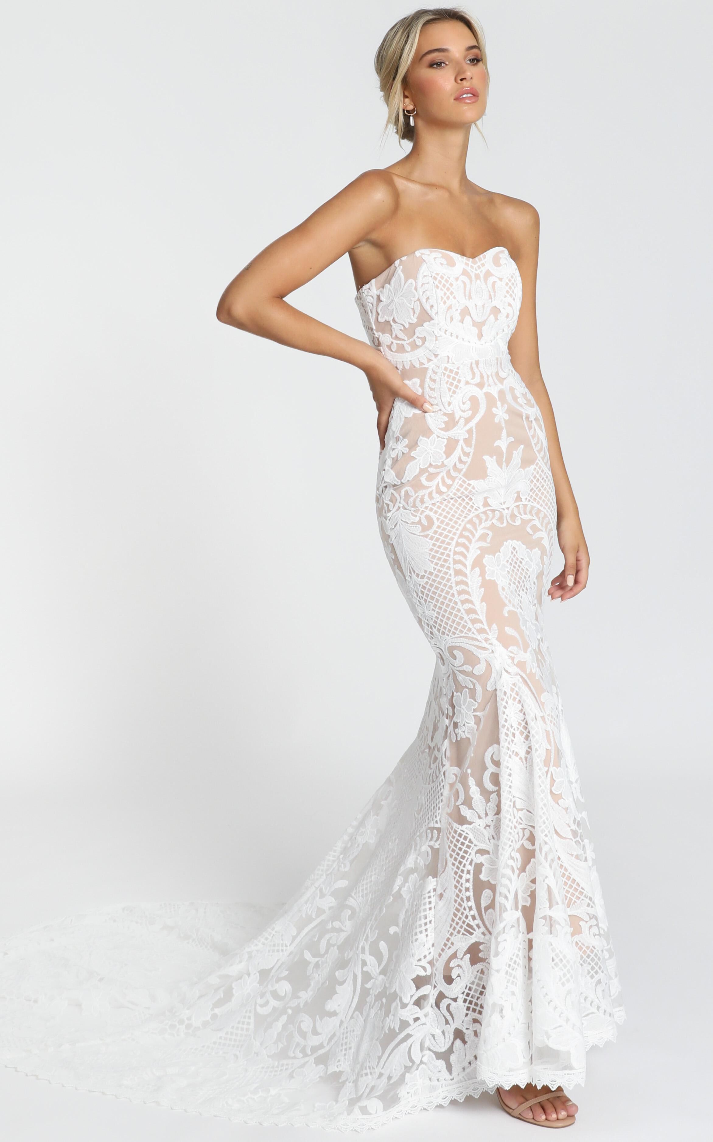 Lets Get Married Gown in White Lace Showpo USA
