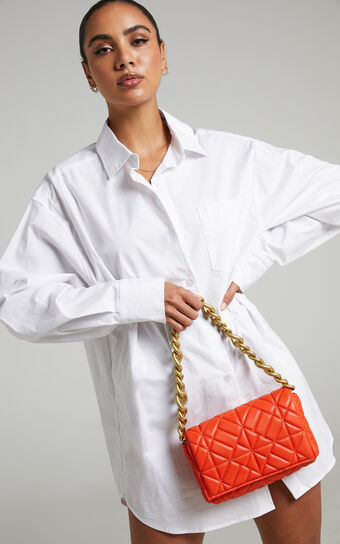 Francine Quilted Shoulder Bag in Orange