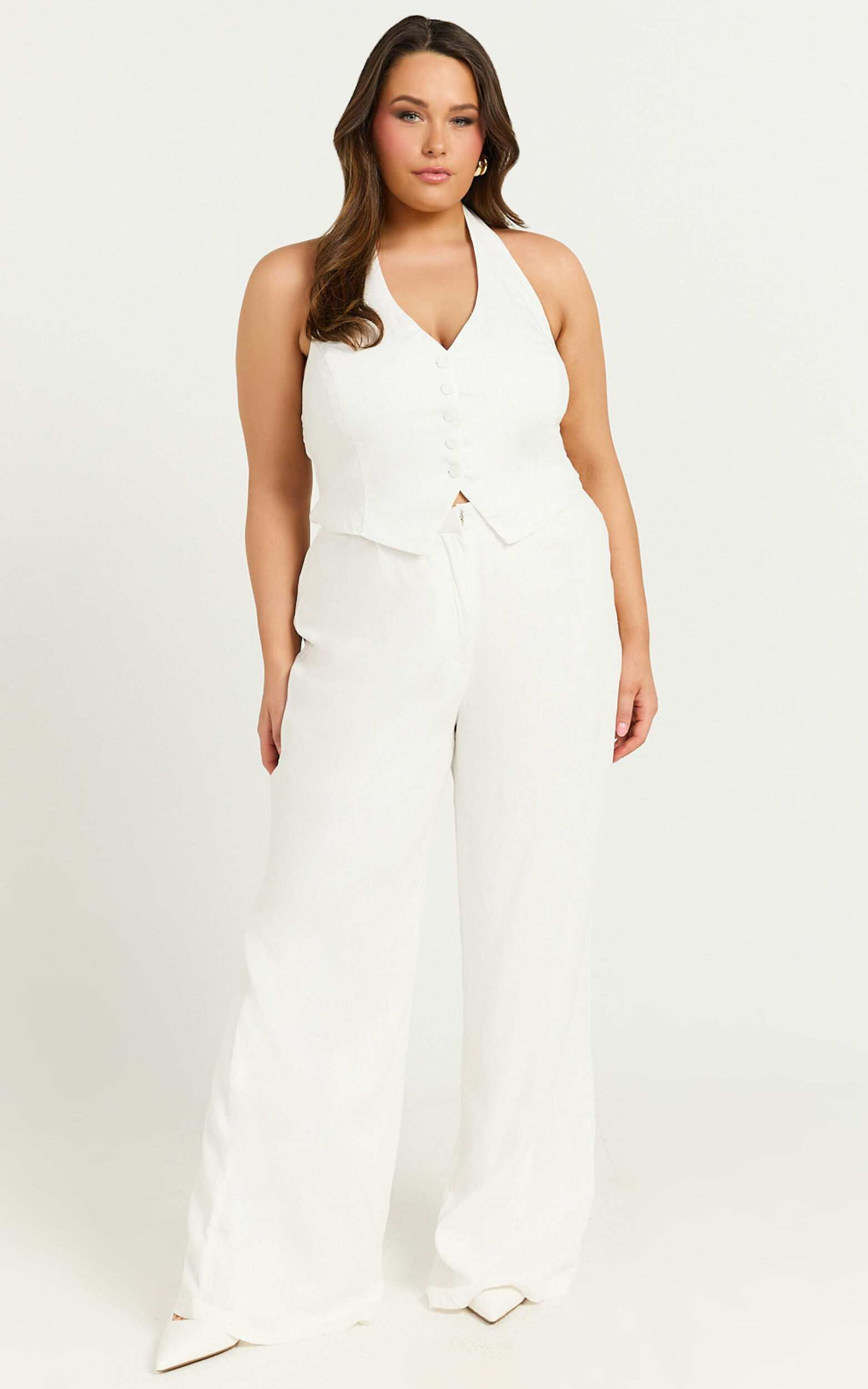 Halter top white jumpsuit clearance