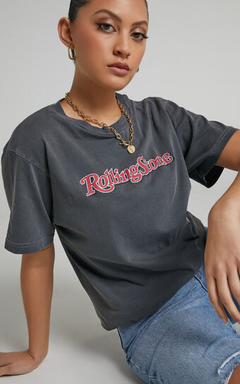 Rolla's - Rolling Stone 1981 Tomboy Tee in Washed Black