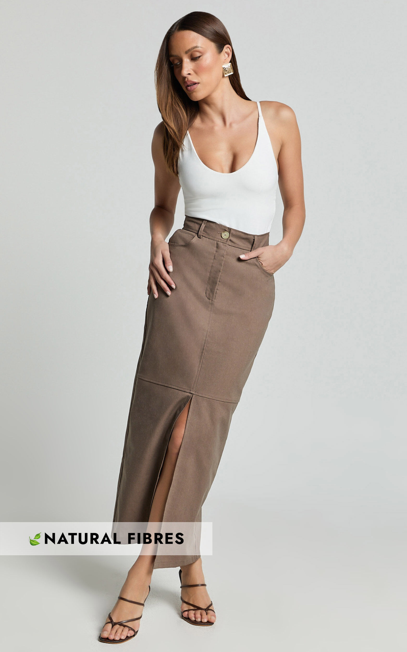 High waisted slit skirt clearance