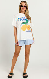 Gwen Two Piece Set - Freshly Squeezed T-shirt Set in White/Blue | Showpo