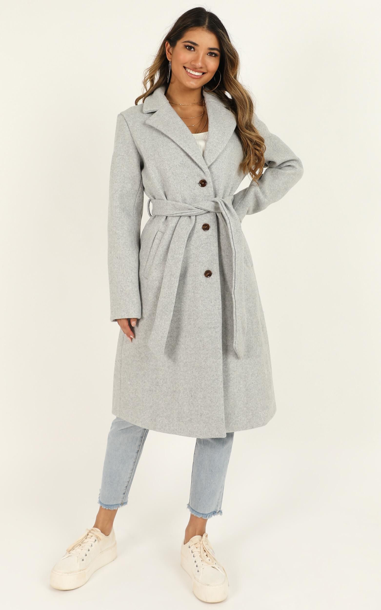 Back To The Big City Coat In Grey Showpo EU