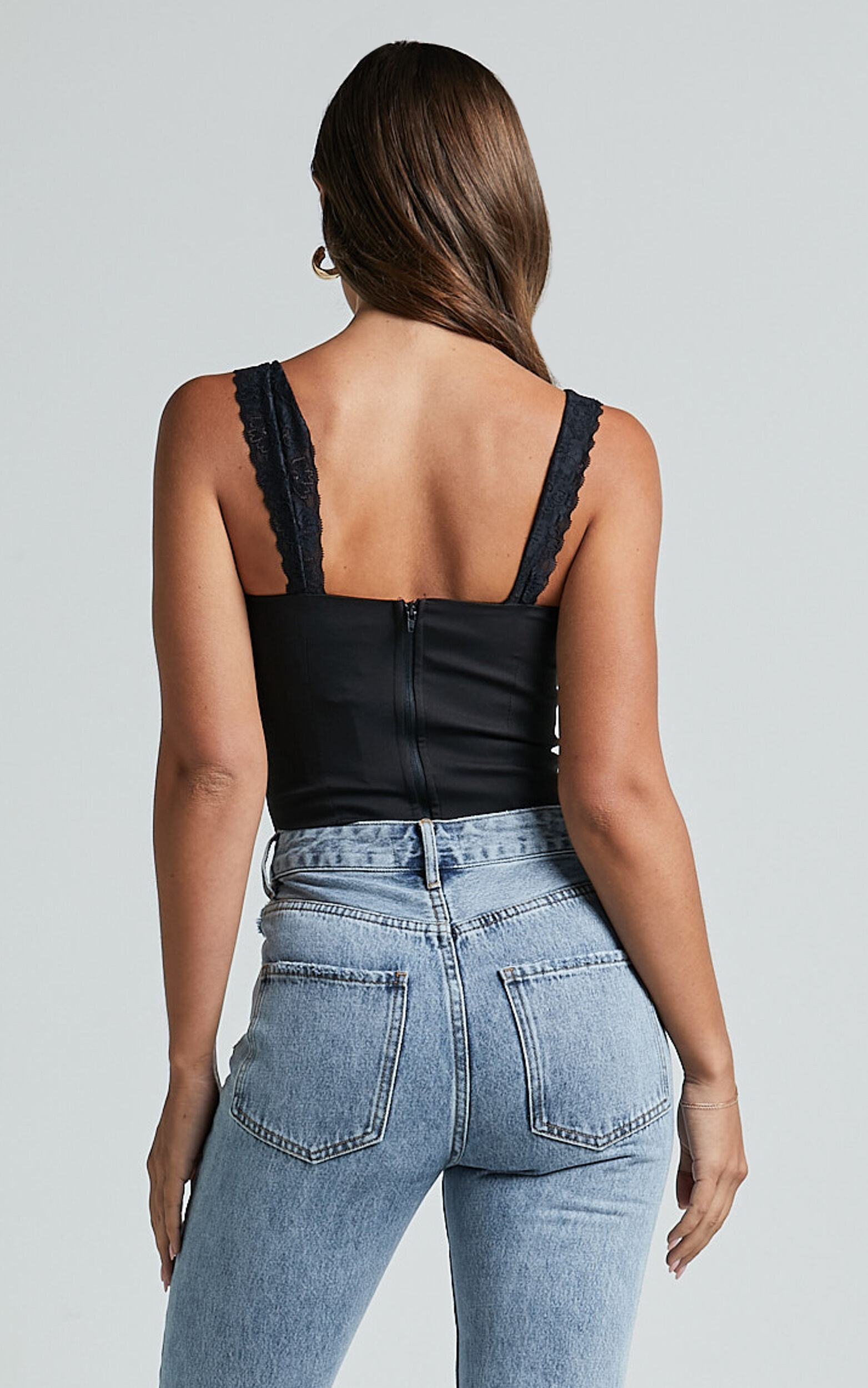Kieran Top - Lace Strap Corset Top in Black | Showpo USA
