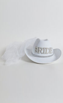 Shayne Bridal Cowboy Hat Veil in White