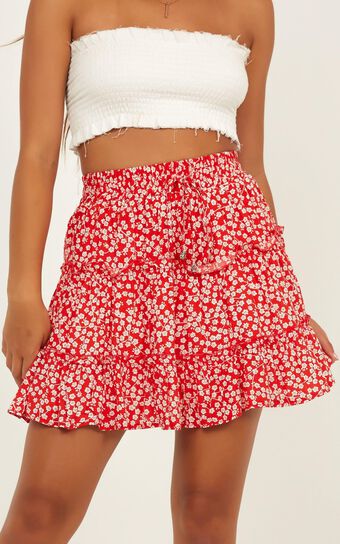 Ready For New Skirt In Red Floral