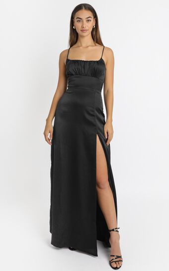 Simply Want You Dress in black satin