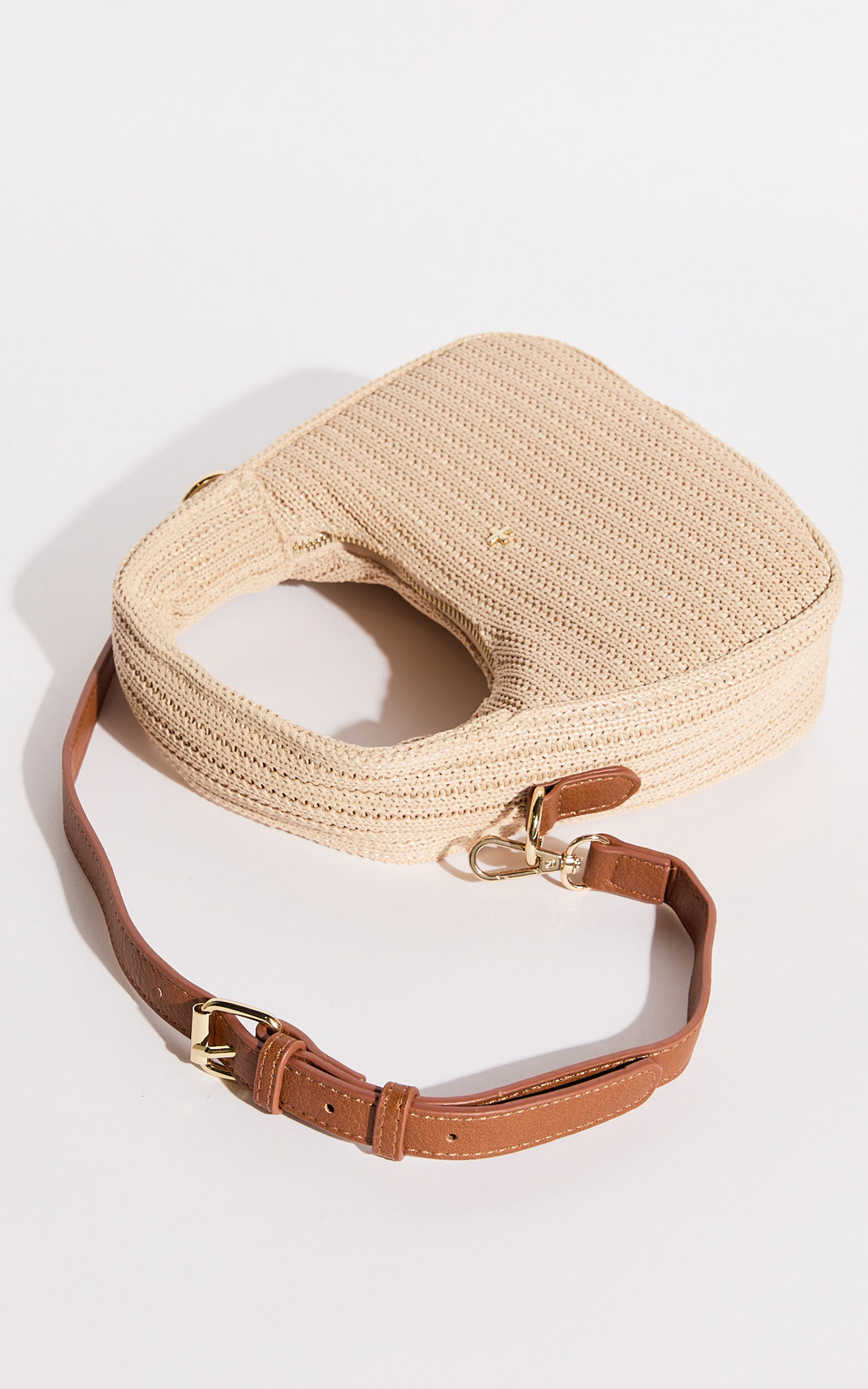 Indigo Shoulder Bag in Sand Faux Raffia | Showpo USA