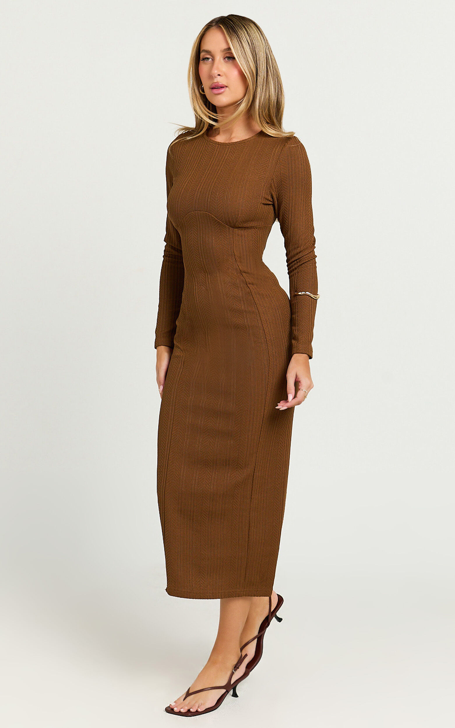 Long sleeve a line midi dress online