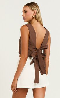 Loxley Top - Tie Up Top in Chocolate