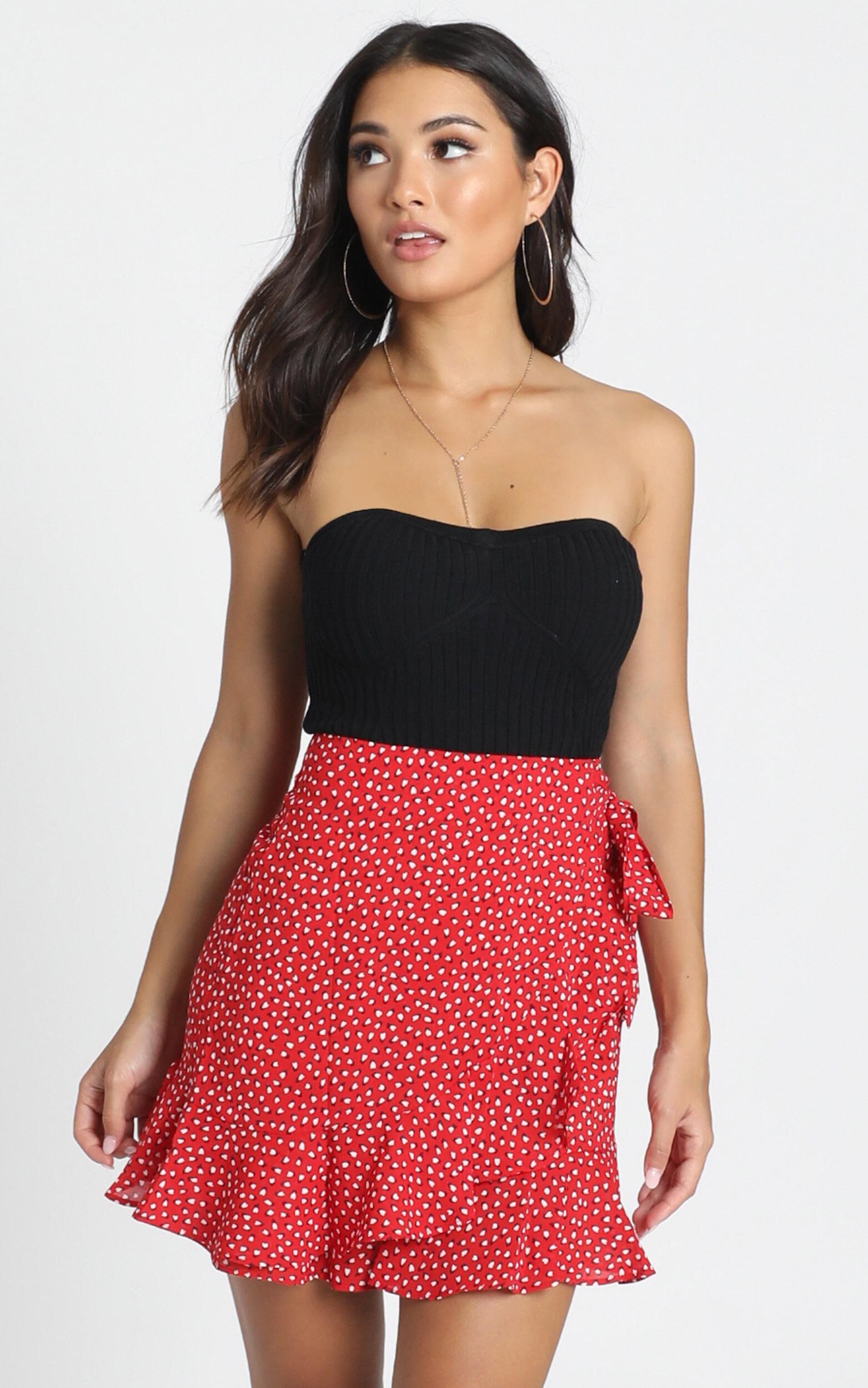 Averie Wrap Mini Skirt In Red Floral Showpo NZ